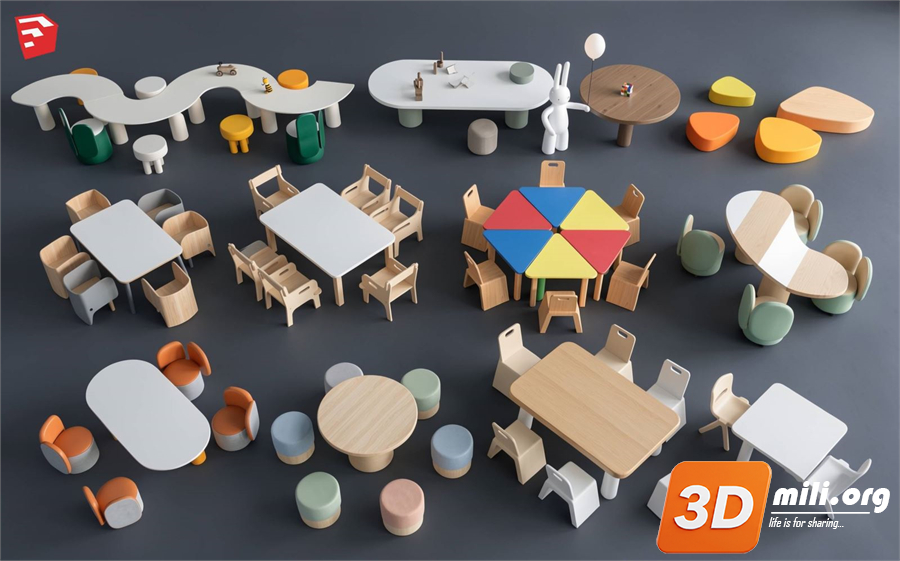 Kid's table and chairs Skp Files 